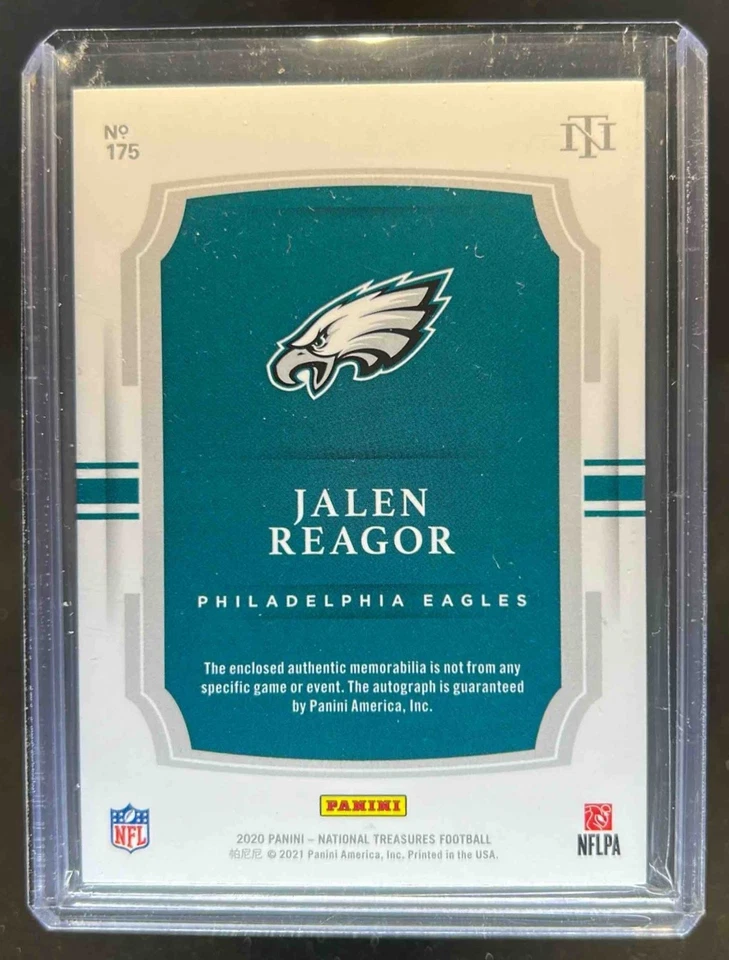 2020 National Treasures Jalen Reagor RC Patch Rookie Auto #61/99 Eagles - Image 2 of 2