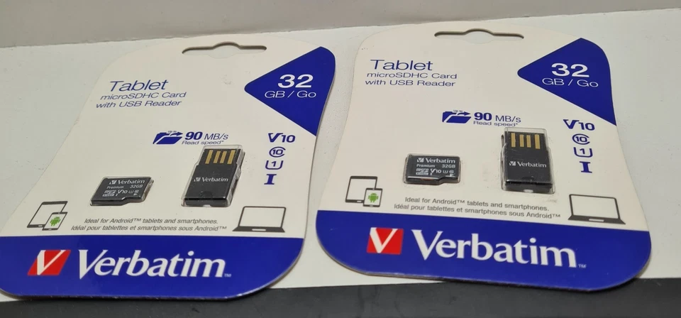 2X Verbatim 32GB U1 Micro SDHC Memory Card File Storage w/ USB Reader For Tablet - Image 4 of 4