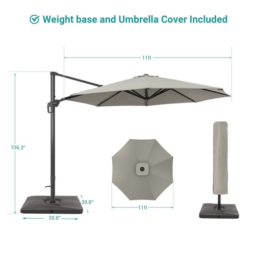 BONOSUKI Outdoor 11Ft UV Protection Patio Cantilever - Picture 3 of 5