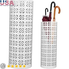 Compact Metal Umbrella Stand Hollow Design Waterproof Storage Entryway Office US