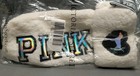 NEW Victoria's Secret PINK White Sherpa Stocking Christmas Holographic Love Dog
