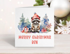 Personalised Raccoon Christmas Card, Funny Children's Card With Custom Name
