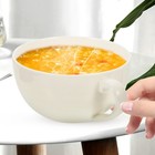 Ceramic Large Capacity Breakfast Cup Bowl With Handle Portable For Home Use