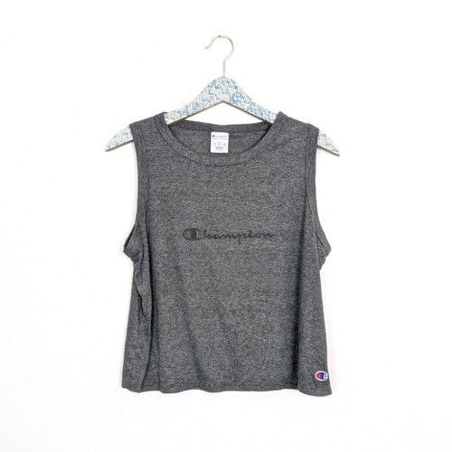 Champion Women's Top Grey Muscle Graphic Workout Athletic Tank Top Size L