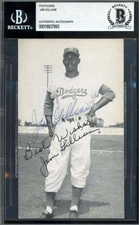 Jim Gilliam Beckett BAS Signed McCarthy Dodgers Photo Postcard Autograph