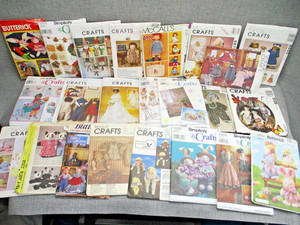 Lot of 23 Vtg Crafts Dolls Bear Bunnies Baby Sewing Patterns UNCUT Annie Panda