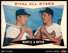 1960 Topps #160 Mickey Mantle Rival All-Stars Yankees / Cardinals HOF 3 - VG