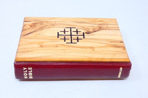 KJV Bible, Olive Wood Cover, Jerusalem Red Letter, Holy Lands Pictures, Maps - Picture 12 of 12