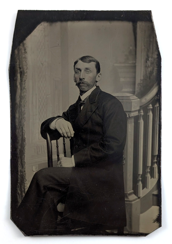 Tintype Photo Portrait Of A Man ID'd William Crutts 1880 - Picture 2 of 6