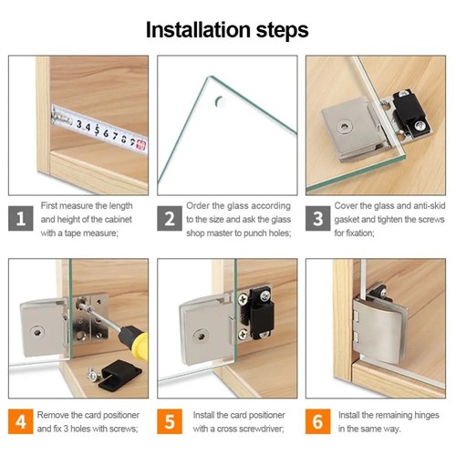 Automatic Positioning Zinc Alloy Self Closing Glass Door Hinges 1 Pair - Bild 29 von 30