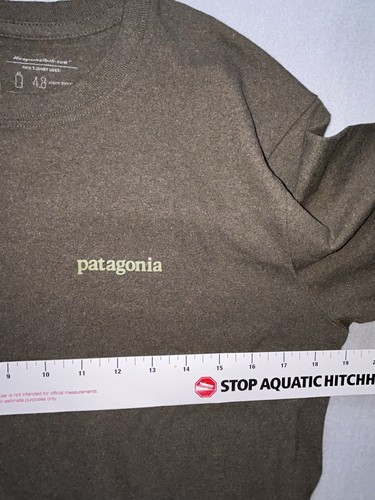 Patagonia Men's Long S T-Shirt XA Gray Logo Graphic Worn Wear Recycled Materials - Picture 5 of 12