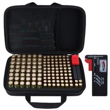 Battery Organizer Storage Case with Tester, Stores  Protects 74 AAA Compact