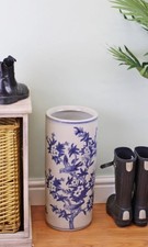 Ceramic Umbrella / Walking Stick Stand, Vintage Blue & White Bird Design