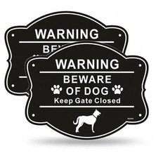 2 Pack Beware of Dog Signs for Fence,10 x 8 Inch Keep Gate Closed Signs, Rust...