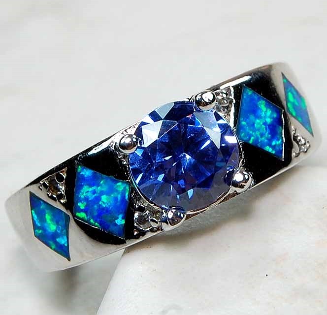 1CT Australian Opal Inlay 925 Sterling Silver Ring Sz 6 PC5-2