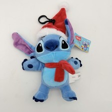 Disney Stich 6" Plush Pal with Santa Hat  Clip, Christmas Stuffed Animal