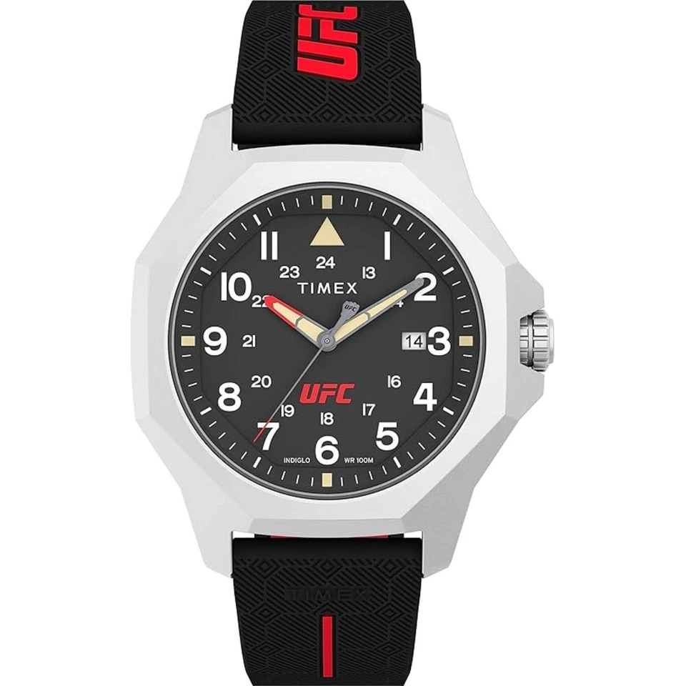 Timex Reloj Hombre UFC Reveal Cuarzo Negro y Rojo Correa Goma Fecha TW2V85400JR