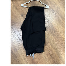 Black Solid Medical Scrub Pants Unisex Drawstring Elastic Waist