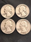 Lot Of 4 Washington Quarters Silver Coins $ 1.00 US Coin  1946 1945 and 1958