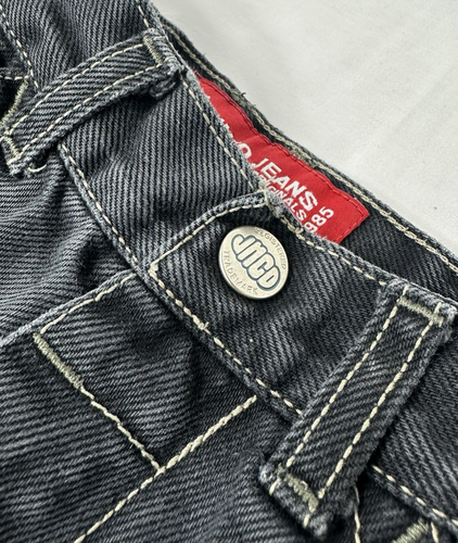 VTG JNCO Jean Shorts Boys 6 Black Denim Jorts Embroidered Baggy Y2K 90s - Picture 5 of 12