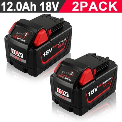 2 Pack 18V 12.0Ah High-Capacity Lithium-Ion Battery Compatible with 48-11-1850