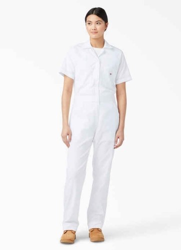 Dickies Women's XS Short Sleeve Coverall Jumpsuit White Thin Mechanic Temp IQ - Picture 3 of 8