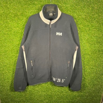 Helly Hansen Mens XL Full Zip Fleece Jacket Navy Blue Sailing 56 26.5 Graphic