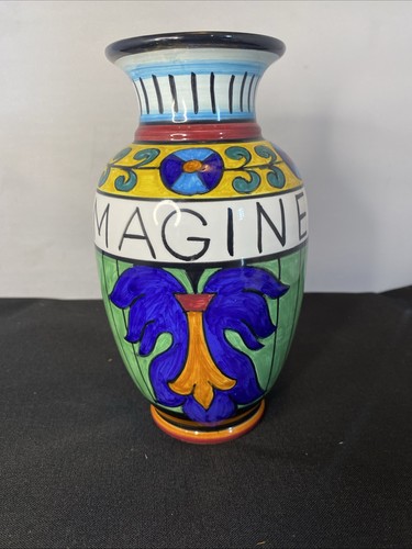 Vaso firmato John Okulick Detura Italy "IMAGINE" 7,75" alto 4,5" largo - Foto 2 di 17