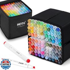 HOTU Alcohol Markers, 100 Colors Dual Tips, Coloring Art Marker Set for Adult