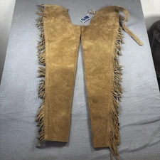 Barnstable Riding Suede Leather Fringe Chaps XS Tan Western Equestrian USA