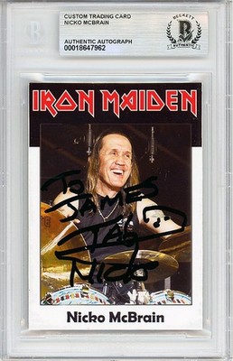 -IRON MAIDEN- NICKO McBRAIN Beckett BAS Signed/Autograph/Auto Rock Music Card
