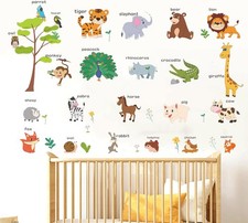 Large Animals Learning Educational Wall Stickers Kids,Nursery Colorful