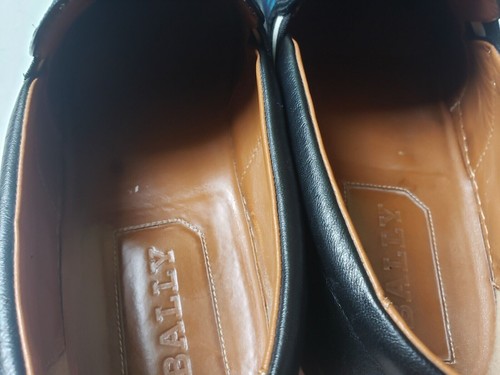 Bally Herald T43 Slip On Shoes Marine Azure Blue Black Leather Canvas Sz 12E 13D - Picture 5 of 11