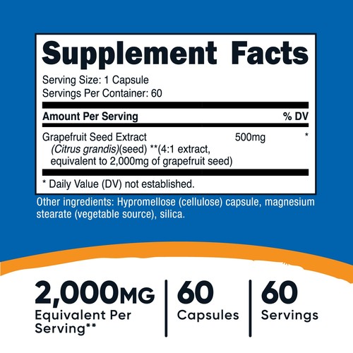Nutricost Grapefruit Seed Extract 2,000mg, 60 Vegetarian Capsules - Picture 2 of 5