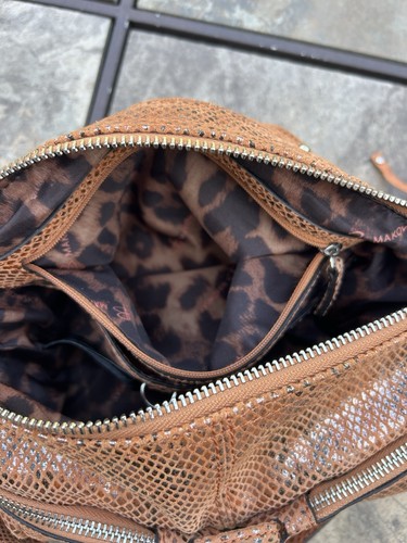 B. MAKOWSKY Brown Metallic Hobo Snakeskin Convertible Strap Silver Tassel CUTE! - Picture 16 of 22