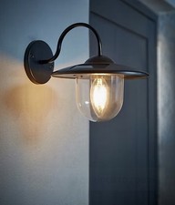 Black Solar Outdoor Wall Lantern Light | Fishermans Lantern | Garden Solar Lamp