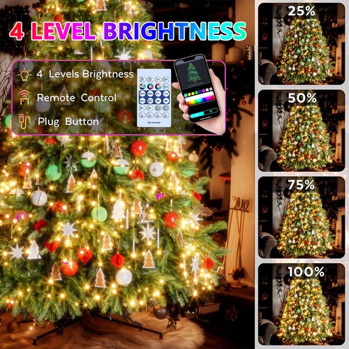 200/400LED Christmas Tree Lights Waterfall Smart String Color Changing RGB Decor - Bild 5 von 11