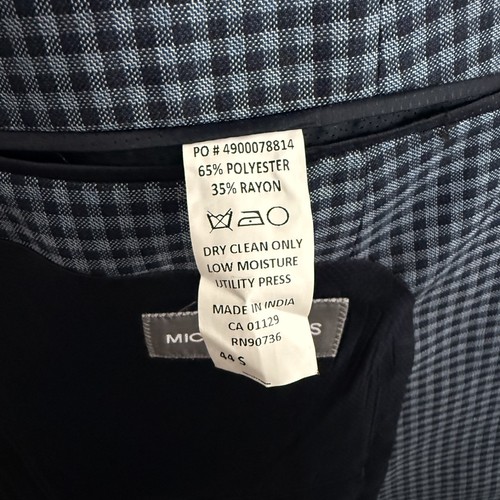 Michael Kors 44S Blue Check Polyester & Rayon 2-Button Dual-Vent Sports Coat - Picture 6 of 8