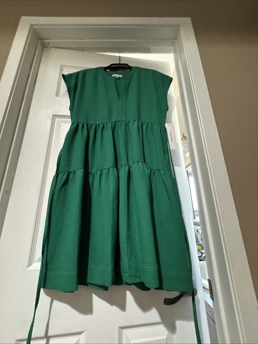 Calvin Klein Stufenkleid grün strukturiert mit Bindegürtel. Gr. 4. Neu mit Etikett! - Bild 4 von 18