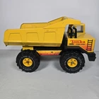Vintage 1980s Mighty Tonka XMB-975 Metal Dump Truck Yellow Turbo Diesel USA