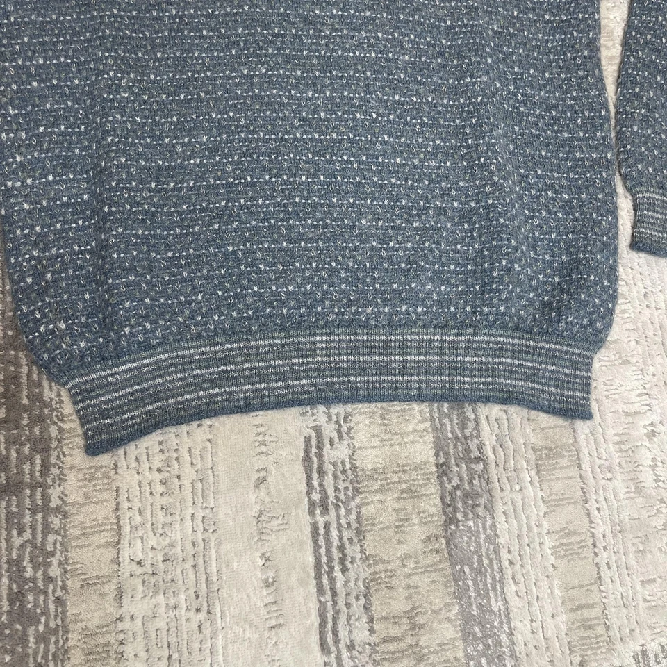 Vintage Peruvian Connection Sweater Mens (L) Blue 100% Alpaca Handmade Crewneck - Image 4 of 4