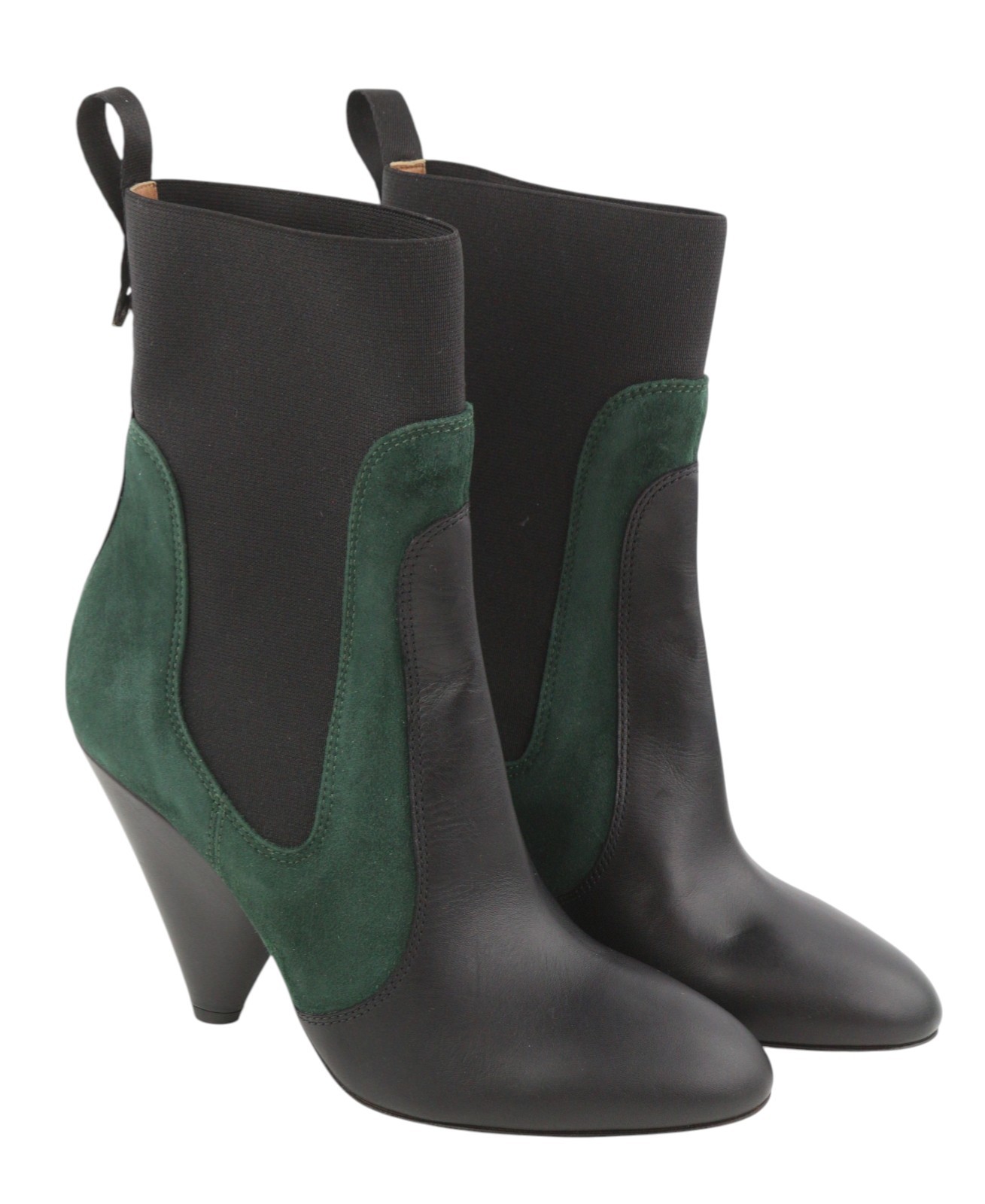 BOTAS DE MUJER EMPORIO ARMANI EU37 DE ANTE NEGRO CON PUNTA ALMOND Y MEDIA CAÑA