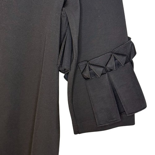 COS Top nero 3/4 volant maniche pieghettate taglia grande blusa camicia basic rialzata - Foto 5 di 6