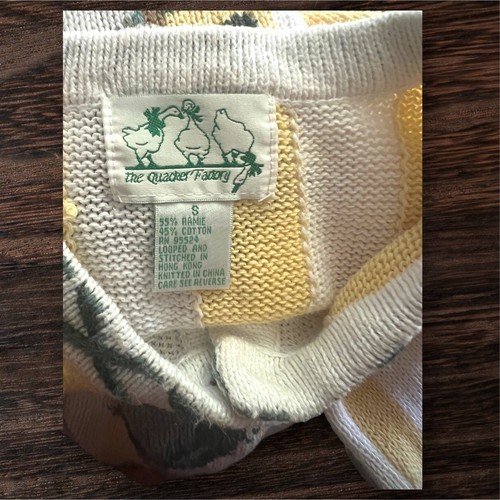 Quacker Factory Butter Yellow Embroidered Character Topiaries Cardigan. SZ S. - Picture 5 of 6