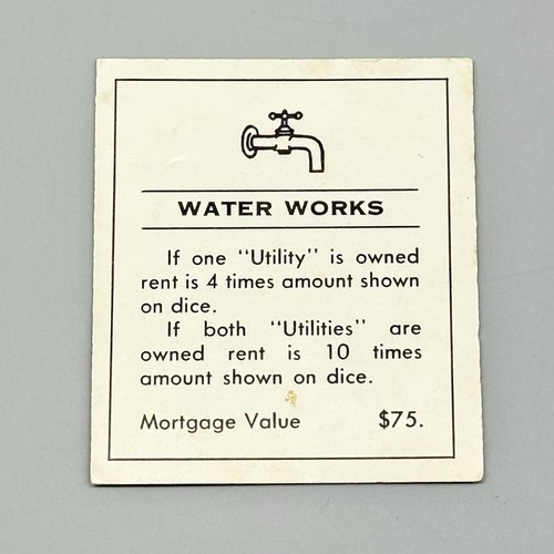 Parker Brothers 1961 Vintage Monopoly #9 Juego de Mesa Repuesto 2 Escrituras Utilitarias - Imagen 4 de 5