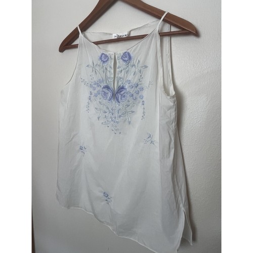 Natori 2 Piece Woven Cotton Embroidered Tank & Capri Pants Women’s Sz Small - Picture 5 of 11