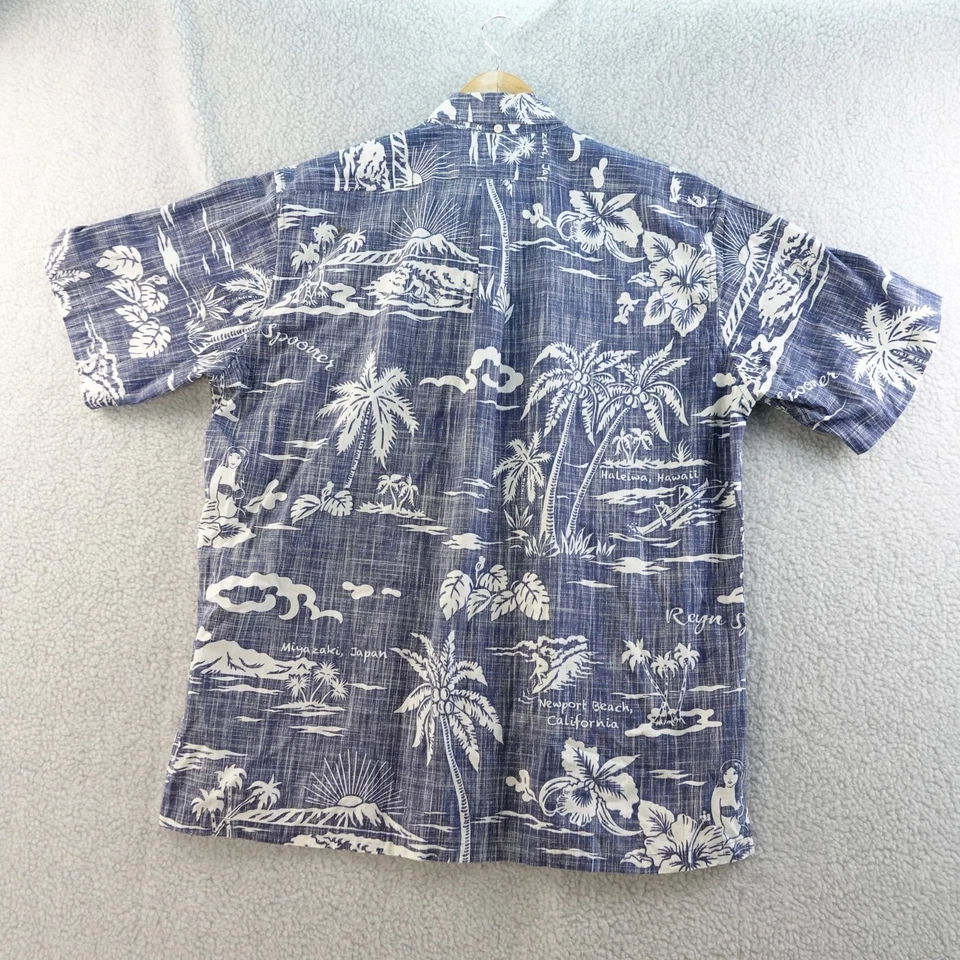 Reyn Spooner классический крой мужской L гавайская рубашка Aloha синий белый тропический пляж - Изображение 2 из 4