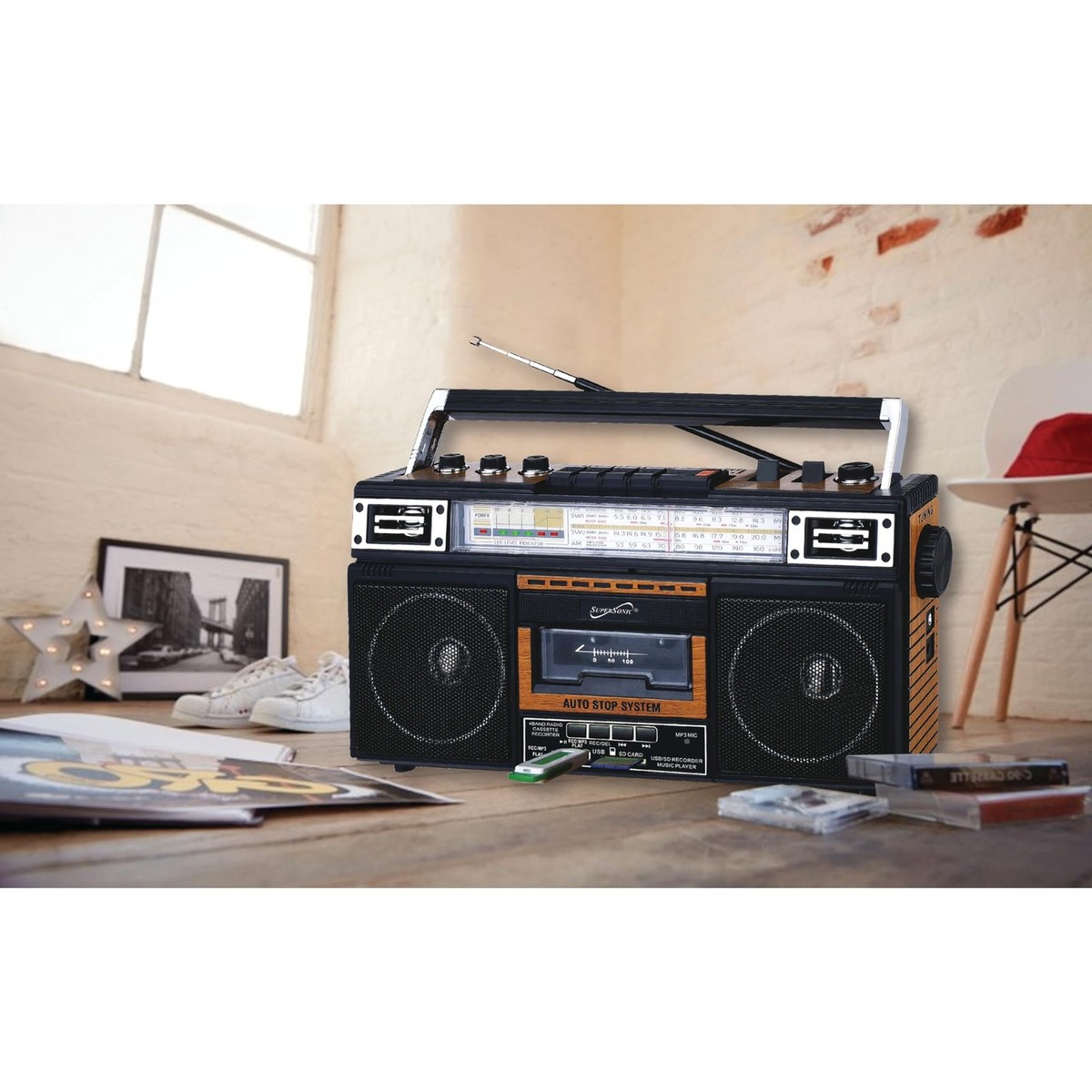 Supersonic SC-3201BT 4 Band Radio & Cassette Player Boombox