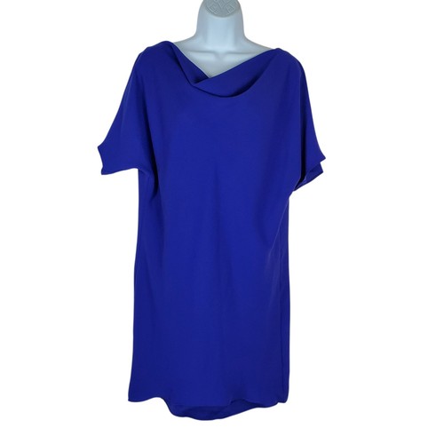 NEU Trina Turk Islet Kleid XS Blau Wasserfallausschnitt Kurzarm Mini Relaxed Fit Hi Lo - Bild 2 von 14