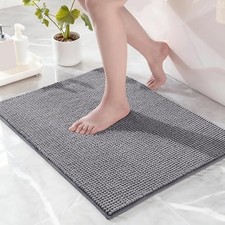 Bathroom Rugs Mat 17x24, Extra Soft Absorbent Chenille Bath 17"x24" Light Grey